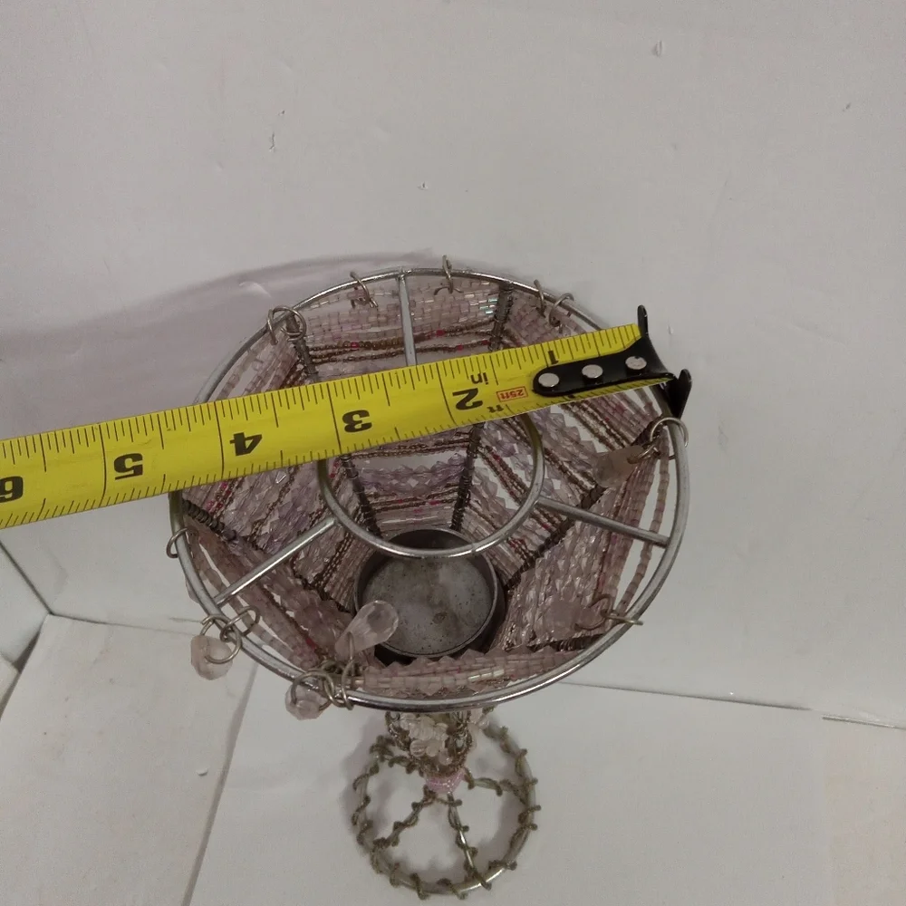2 Pc Faux Clear Crystal Beaded Tealight Lamp Lilac & Clear